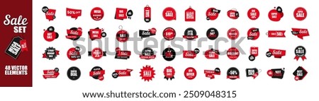 Set of Sale badges. Template banner shopping badges. Simple flat style vintage labels, stickers with sale discount text