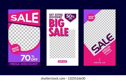 set of sale banner background, instagram template photo, can be use for, landing page, website, mobile app, poster, flyer, coupon, gift card, smartphone template, web design	