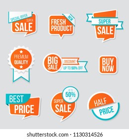 Set of sale banner collection, discount tag, special offer banner. Vector illustration