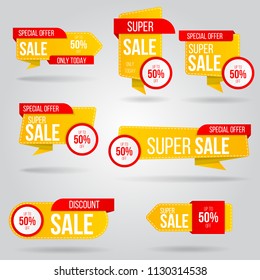 Set of sale banner collection, discount tag, special offer banner. Vector illustration