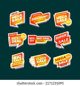 Set of sale banner collection, discount tag, special offer banner. Promotion price label mega sale, shop now, special discount  big sale  