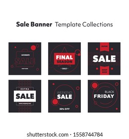 Set of sale banner design. Red and black sale pack