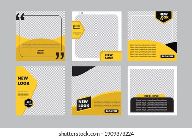 Set of sale banner with new look template design for promotion with yellow and black color poster.