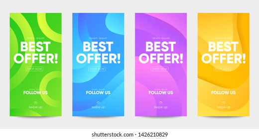 Set of sale banner for social media stories, web page and other pormotion for mobile. Eps10 vector.  