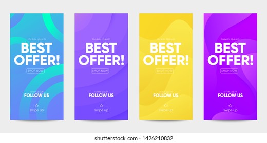 Set of sale banner for social media stories, web page and other pormotion for mobile. Eps10 vector.  