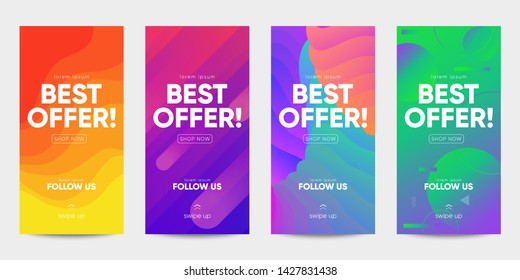 Set of sale banner for social media stories, web page and other pormotion for mobile. Eps10 vector.  