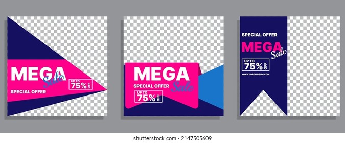 set of sale banner. social media post template. vector illustration