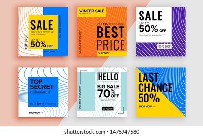 Set of sale banner template design. Vector illustration.