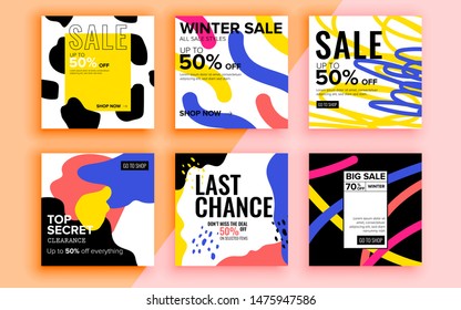 Set of sale banner template design. Vector illustration.