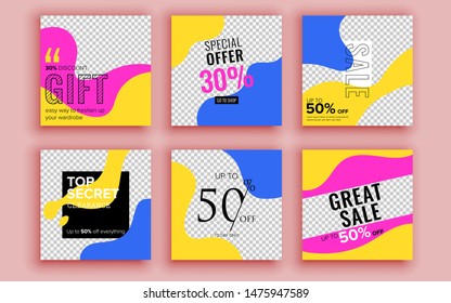 Set of sale banner template design. Vector illustration.