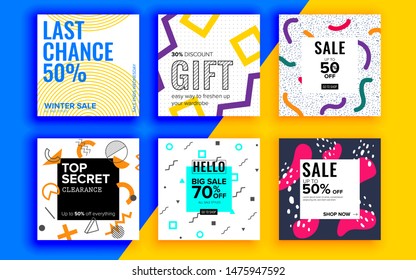Set of sale banner template design. Vector illustration.