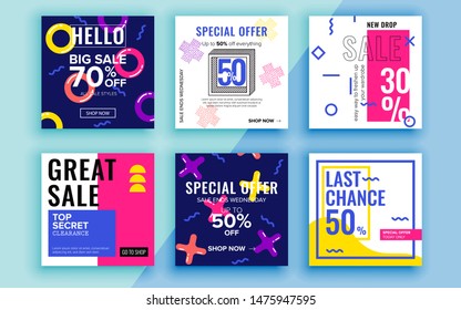 Set of sale banner template design. Vector illustration.