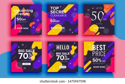Set of sale banner template design. Vector illustration.