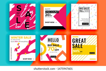 Set of sale banner template design. Vector illustration.