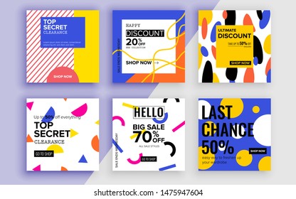 Set of sale banner template design. Vector illustration.