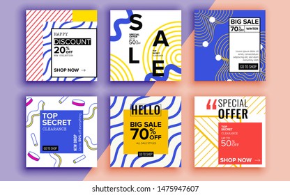 Set of sale banner template design. Vector illustration.