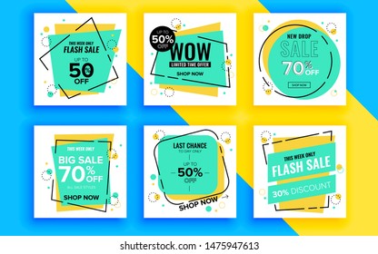 Set of sale banner template design. Vector illustration.