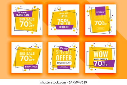 Set of sale banner template design. Vector illustration.