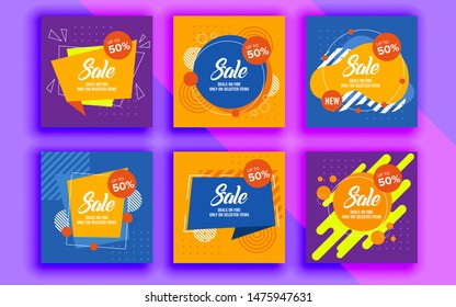 Set of sale banner template design. Vector illustration.