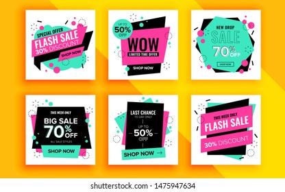 Set of sale banner template design. Vector illustration.