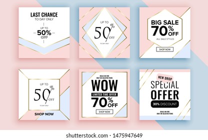 Set of sale banner template design. Vector illustration.