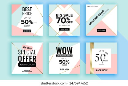 Set of sale banner template design. Vector illustration.