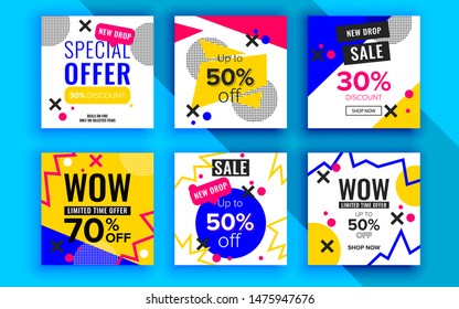 Set of sale banner template design. Vector illustration.