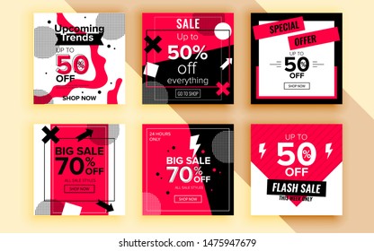 Set of sale banner template design. Vector illustration.