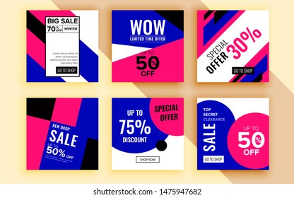 Set of sale banner template design. Vector illustration.