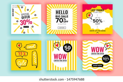 Set of sale banner template design. Vector illustration.