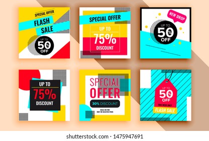 Set of sale banner template design. Vector illustration.