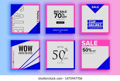 Set of sale banner template design. Vector illustration.