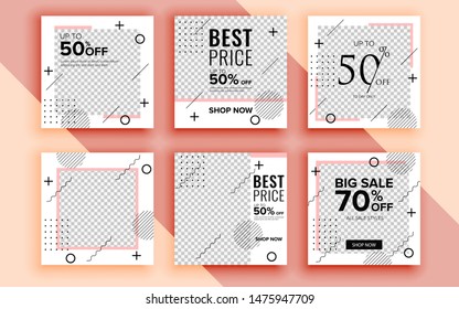 Set of sale banner template design. Vector illustration.