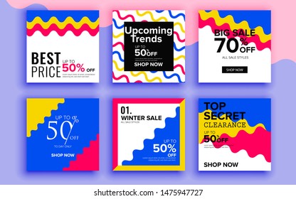 Set of sale banner template design. Vector illustration.