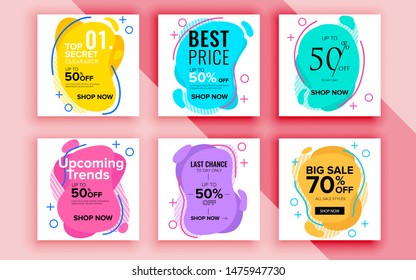 Set of sale banner template design. Vector illustration.