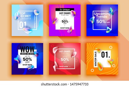 Set of sale banner template design. Vector illustration.