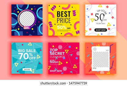 Set of sale banner template design. Vector illustration.