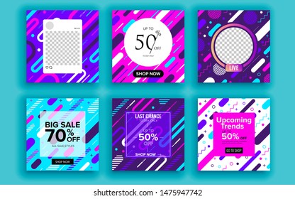 Set of sale banner template design. Vector illustration.