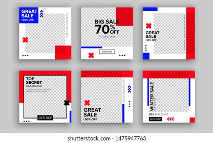 Set of sale banner template design. Vector illustration.