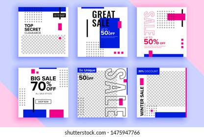 Set of sale banner template design. Vector illustration.