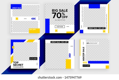 Set of sale banner template design. Vector illustration.