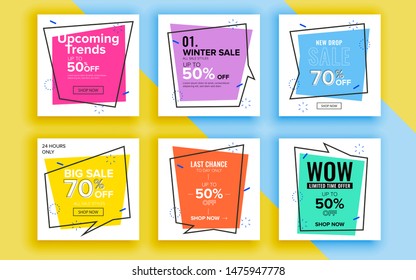 Set of sale banner template design. Vector illustration.