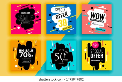 Set of sale banner template design. Vector illustration.