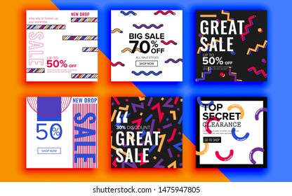 Set of sale banner template design. Vector illustration.