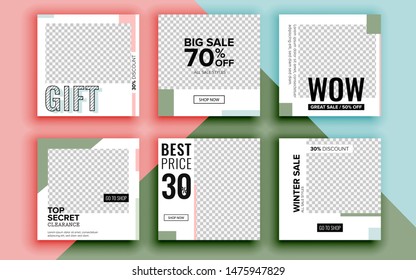 Set of sale banner template design. Vector illustration.