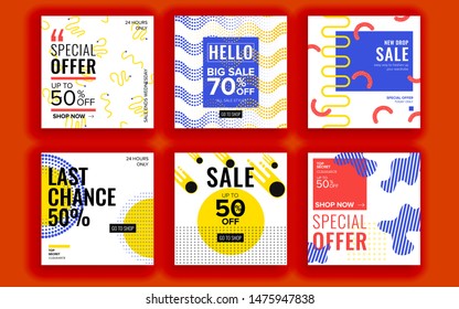 Set of sale banner template design. Vector illustration.