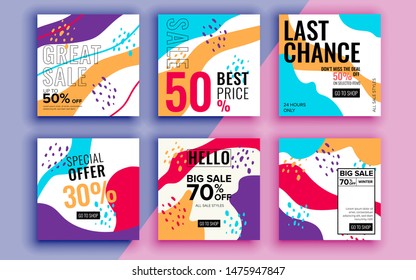 Set of sale banner template design. Vector illustration.