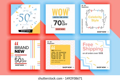 Set of sale banner template design. Vector illustration.