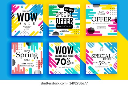 Set of sale banner template design. Vector illustration.
