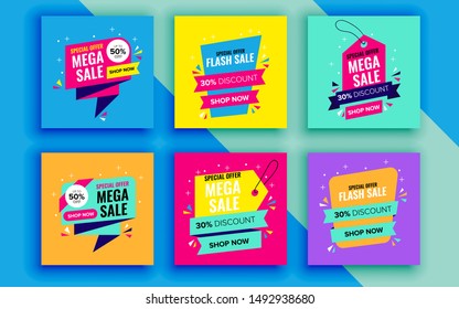 Set of sale banner template design. Vector illustration.